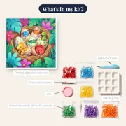 Hatchling Dinosaurs in a Cozy Nest – kit contents