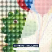 Freundlicher Saurier mit Luftballons – Nahaufnahme der Steine