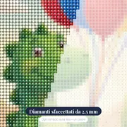 Dinosauro con Palloncini Colorati – primo piano dei diamanti