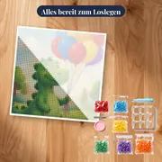 Freundlicher Saurier mit Luftballons – Set bereit zum Loslegen