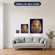 Goldene Pharaonenmaske auf Mitternachtsblau – verfügbare Größen