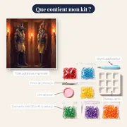 Statues d'Anubis et Horus aux torches – contenu du kit