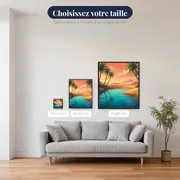 Oasis du désert et pyramides au couchant – tailles disponibles