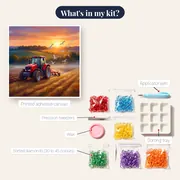 Red Tractor Plowing Golden Field – kit contents