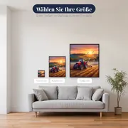 Roter Traktor auf goldenem Feld – verfügbare Größen