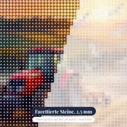 Roter Traktor auf goldenem Feld – Nahaufnahme der Steine