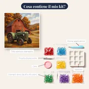 Trattore Verde davanti al Fienile Rosso – contenuto del kit