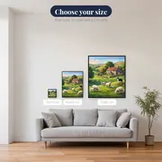 Sheep Grazing Green Hills Farmhouse – available sizes