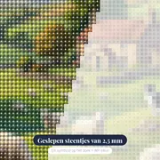 Grazende schapen bij boerderij en herdershond – close-up van de steentjes