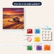 Oogst op het veld bij zonsondergang – inhoud van het pakket