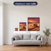 Moissonneuse dans les blés au couchant – tailles disponibles