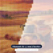 Moissonneuse dans les blés au couchant – gros plan des diamants