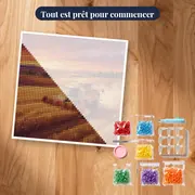 Moissonneuse dans les blés au couchant – kit prêt à commencer