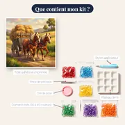 Chevaux de trait et charrette de foin – contenu du kit