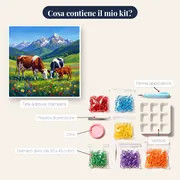 Famiglia di mucche tra fiori e Alpi – contenuto del kit