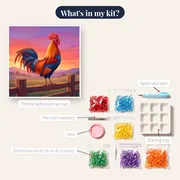 Rooster Crowing on Fence at Dawn – kit contents