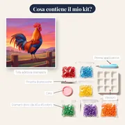 Gallo che canta all'alba sul recinto – contenuto del kit