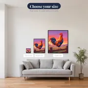 Rooster Crowing on Fence at Dawn – available sizes