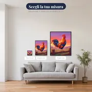 Gallo che canta all'alba sul recinto – misure disponibili