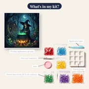 Witch Stirring Glowing Cauldron – kit contents