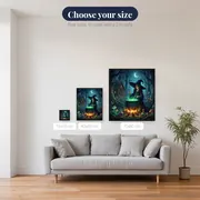 Witch Stirring Glowing Cauldron – available sizes