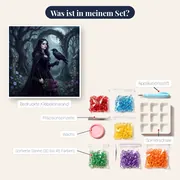Gothic-Mädchen mit Rabe und Rosen – Inhalt des Sets