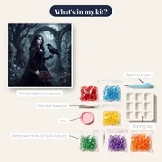 Gothic Girl Raven Roses Moonlit Garden – kit contents