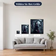 Gothic-Mädchen mit Rabe und Rosen – verfügbare Größen