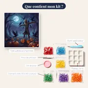 Épouvantail et citrouilles au clair de lune – contenu du kit