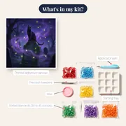 Black Cat on a Gravestone with Fireflies – kit contents