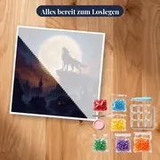 Heulender Werwolf über dunklem Dorf – Set bereit zum Loslegen
