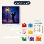 Saxophonist Beneath a Streetlamp – kit contents