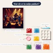 Jazztrio in een warm clublicht – inhoud van het pakket