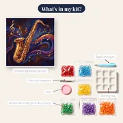 Golden Saxophone with Swirling Notes – kit contents