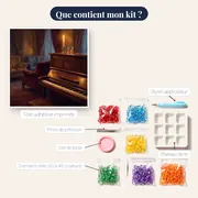 Piano, bougie et verre de whisky – contenu du kit