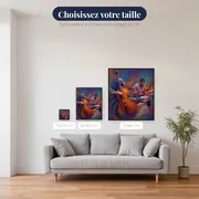 Contrebasse et batteur aux couleurs tourbillonnantes – tailles disponibles