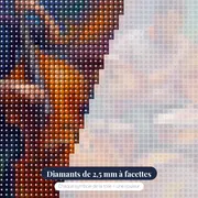 Contrebasse et batteur aux couleurs tourbillonnantes – gros plan des diamants