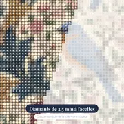 Oiseau bleu parmi les fleurs – gros plan des diamants