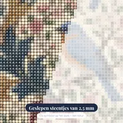 Blauwe vogel tussen bloesemtakken – close-up van de steentjes