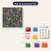 Geißblatt-Blütenmuster in Rosa, Blau und Ocker – Inhalt des Sets