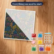 Pink Blue Ochre Honeysuckle Pattern – kit ready to start