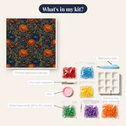 Orange and Navy Chrysanthemum Pattern – kit contents