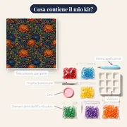Crisantemi Arancio e Blu Notte – contenuto del kit