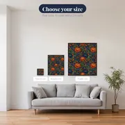 Orange and Navy Chrysanthemum Pattern – available sizes