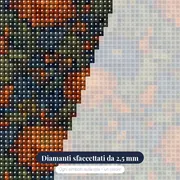 Crisantemi Arancio e Blu Notte – primo piano dei diamanti