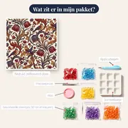 Kievitsbloemen in rood, blauw en goud – inhoud van het pakket