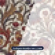 Kievitsbloemen in rood, blauw en goud – close-up van de steentjes