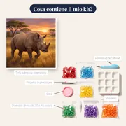 Rinoceronte nella savana all'alba – contenuto del kit