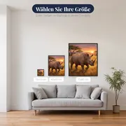 Nashorn in goldener Savanne bei Sonnenaufgang – verfügbare Größen