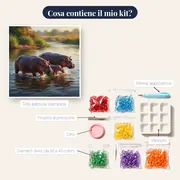 Famiglia di ippopotami nel fiume – contenuto del kit